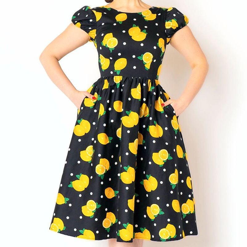 Lemon print 2024 swing dress